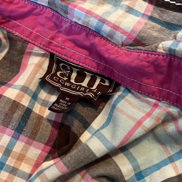 Womens size medium plaid shirt and tank cowgirl up! - Picture 5 of 6